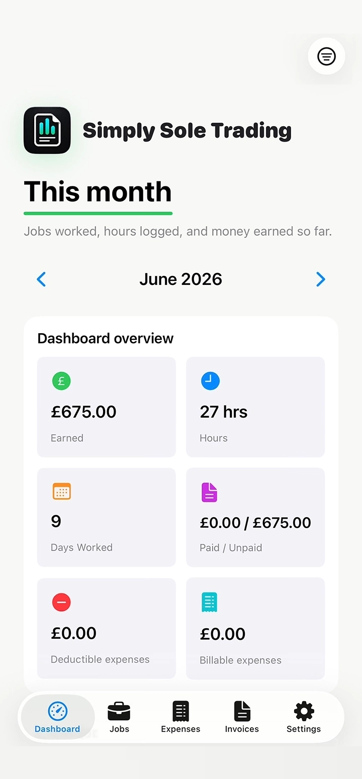 Simply Sole Trading app screenshot